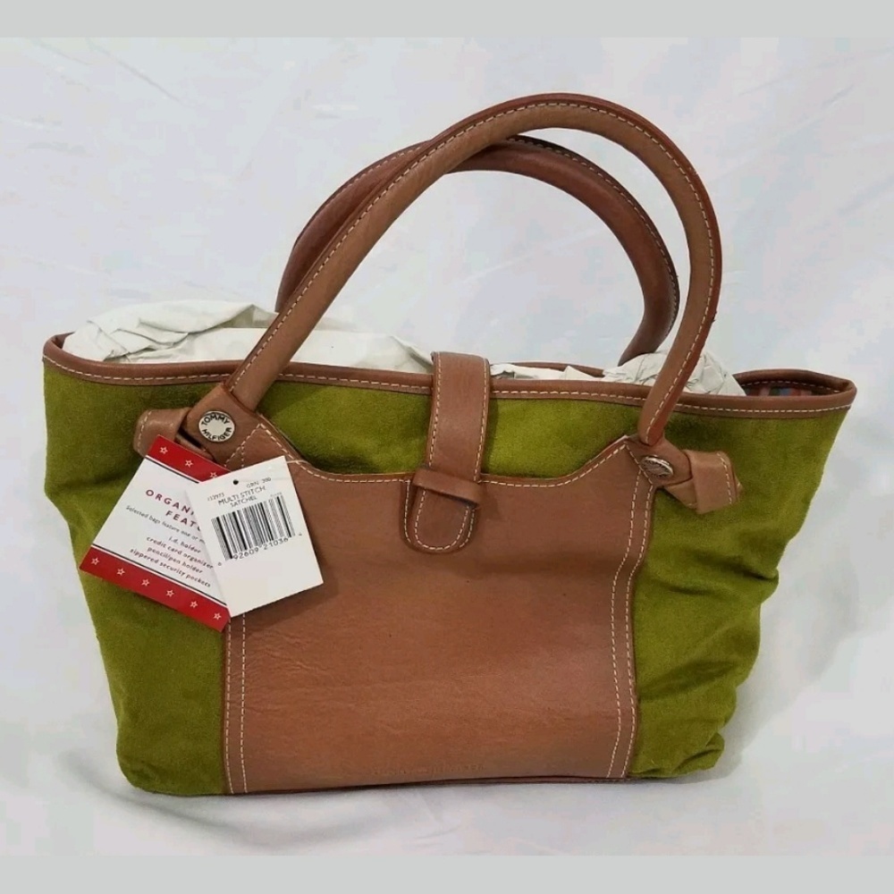 Tommy Hilfiger Faux Suede Green Satchel Bag NWT